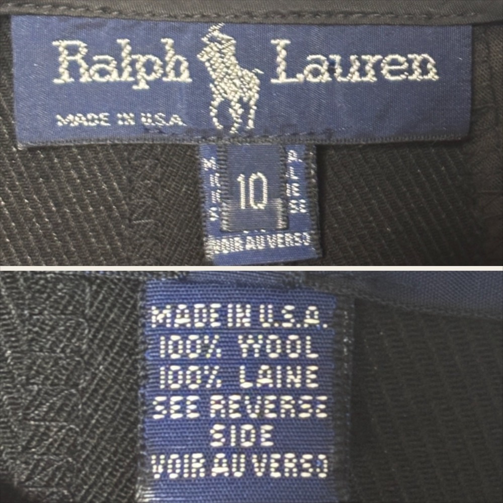 Ralph Lauren Size 10 Vintage 100% Wool Black Pleated High Waisted Midi Skirt USA - Picture 8 of 8